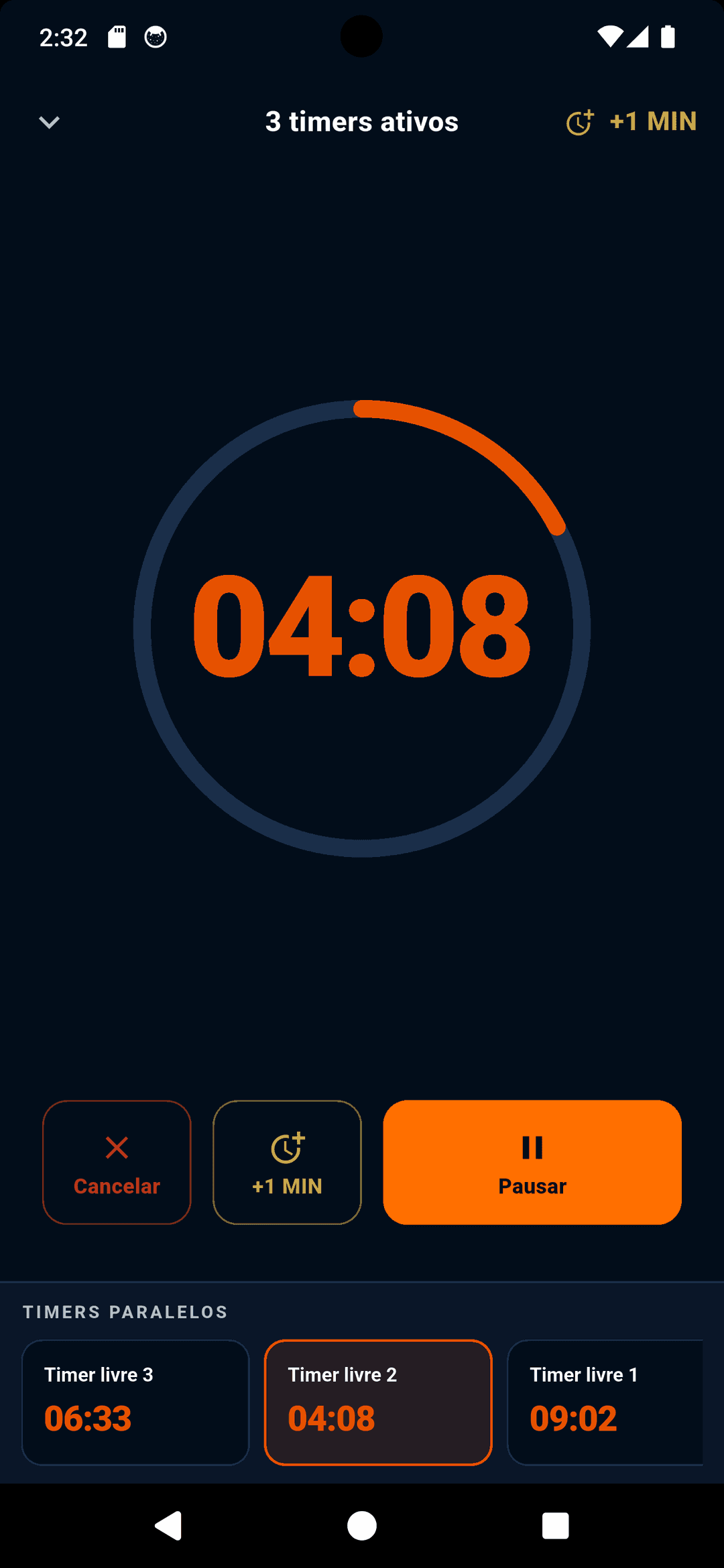 Cronômetros paralelos do módulo Cuisine