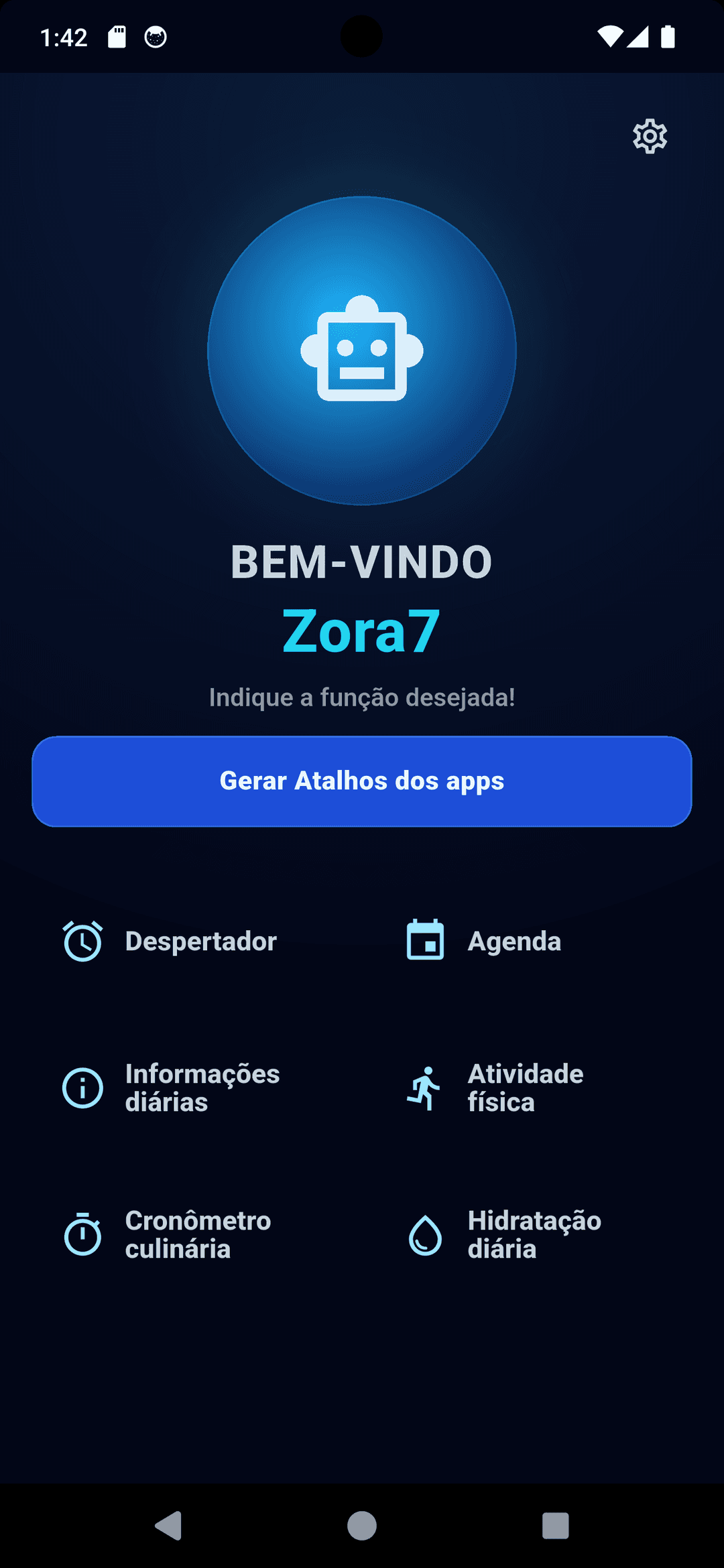Tela inicial do núcleo do Zora7 Suite com informações e módulos